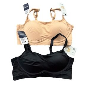 Leonisa 2 Pack Bras L 60 Wireless Full Coverage Black Beige NWT